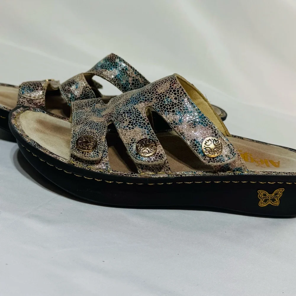 Alegria Venice Dinah Fawn Dottie Leather Slides Strappy Sandals Shoe Sz 39 9/9.5